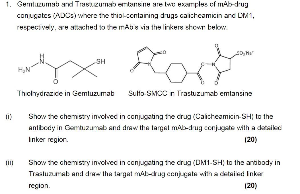 1 Gemtuzumab And Trastuzumab Emtansine Are Two Examples Of Mab Drug Conjugates Adcs Where The Thiol Containing Drugs 1