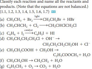 Classify Each Reaction And Name All The Reactants And Products Note That The Equations Are Not Balanced 1 1 1 2 1 1