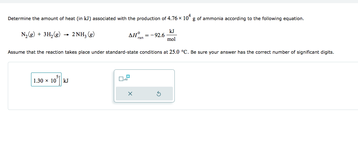 Determine The Amount Of Heat In Kj Associated With The Production Of 4 76 104 G Of Ammonia According To The Followin 1