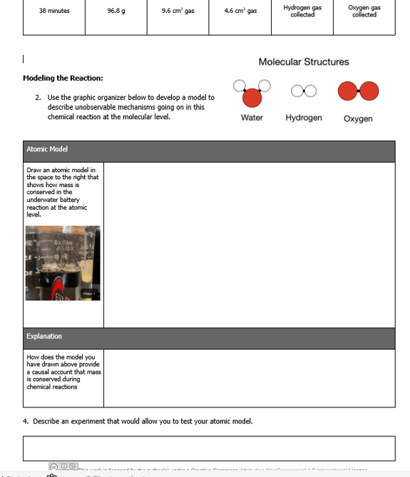 96 8 G 38 Minutes 9 6 Cm Gas 1 Modeling The Reaction 2 Use The Graphic Organizer Below To Develop A Model To Describe 1