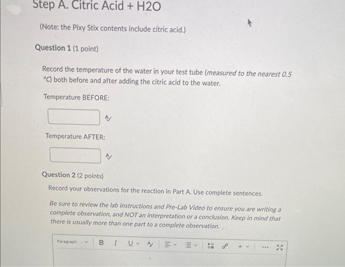 Question 3 0 5 Points Consider The Reaction In Step A Based On Your Observations Was Energy Absorbed Or Was Energy R 7