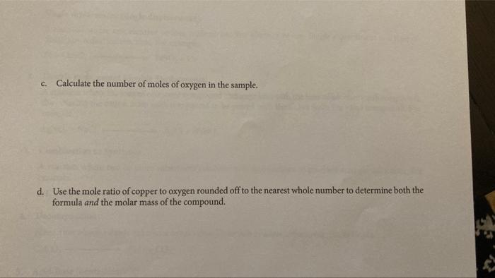 Experiment 6 Determination Of A Chemical Formula 43 Questions Pre Lab 1 A Sample Of A Compound Made Entirely From Coppe 2