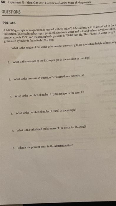 Experiment 6 Determination Of A Chemical Formula 43 Questions Pre Lab 1 A Sample Of A Compound Made Entirely From Coppe 6