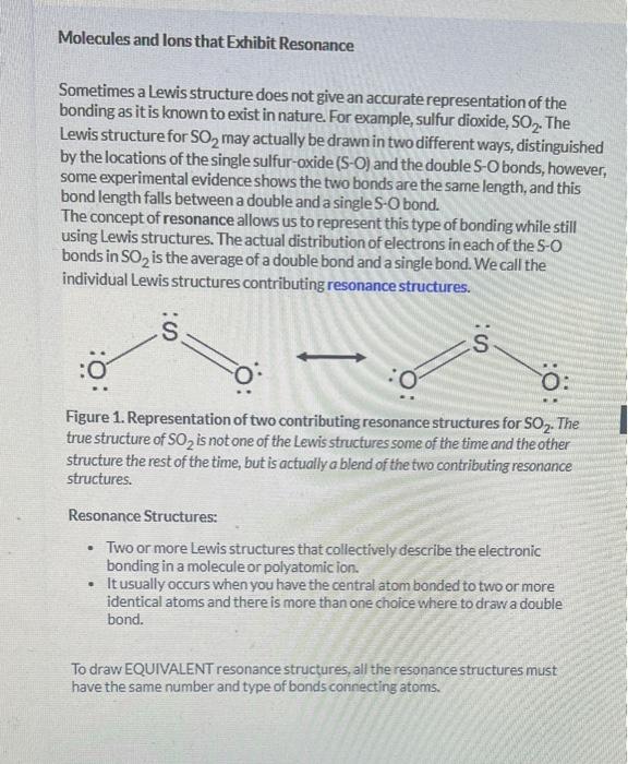 Molecules And Lons That Exhibit Resonance Sometimes A Lewis Structure Does Not Give An Accurate Representation Of The Bo 1