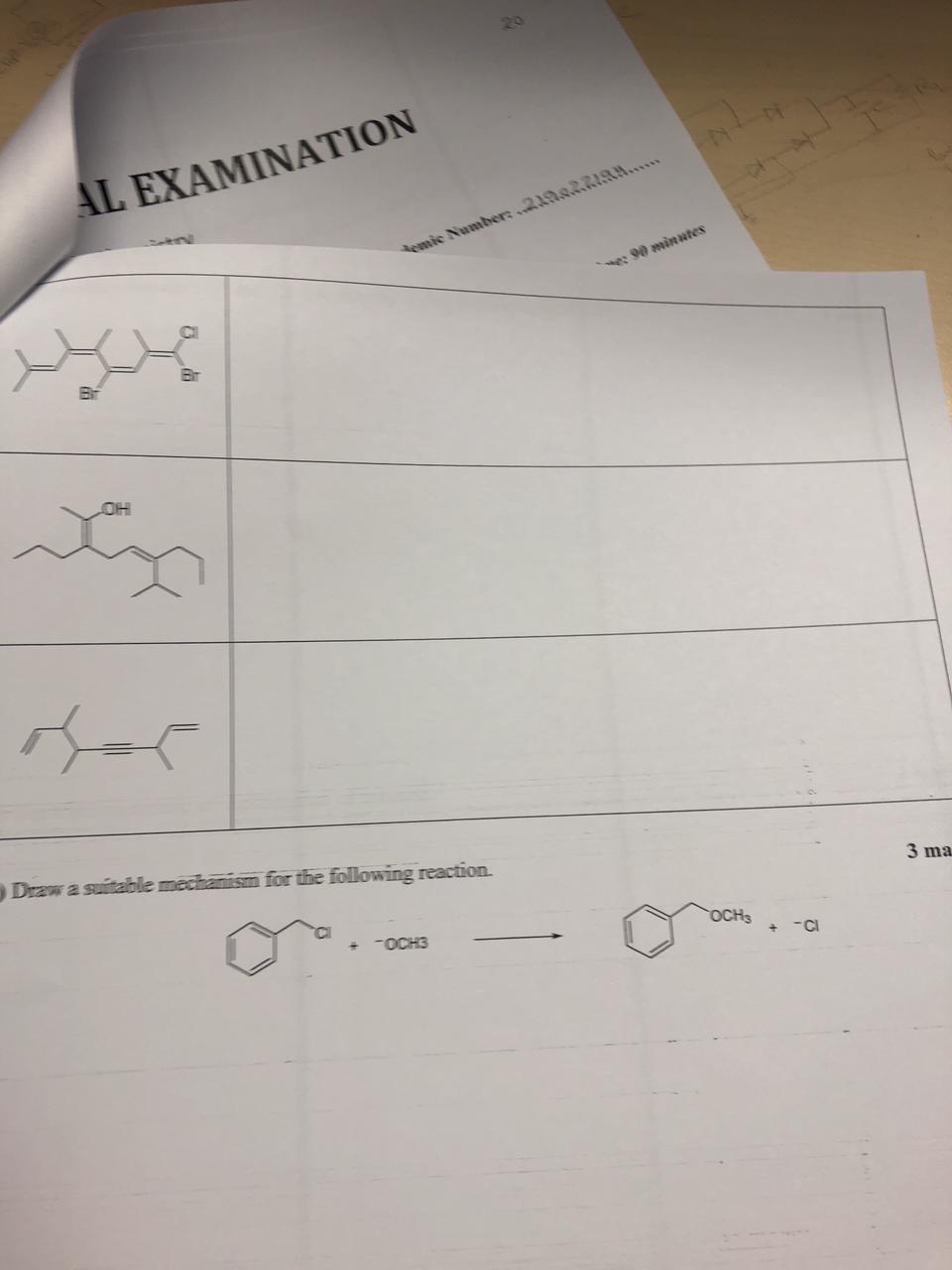 Al Examination Sin Br Sy Draw A Suitable Mechanism For The Following Reaction Och3 Demic Number 21982am E 90 Mi 1