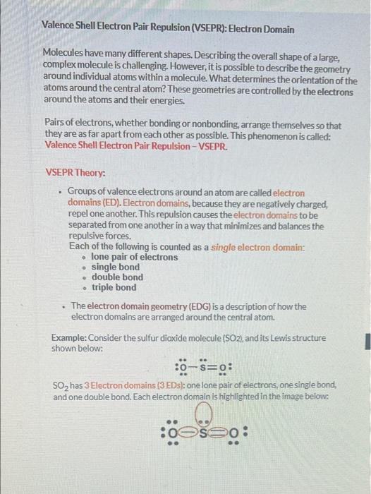Valence Shell Electron Pair Repulsion Vsepr Electron Domain Molecules Have Many Different Shapes Describing The Over 1