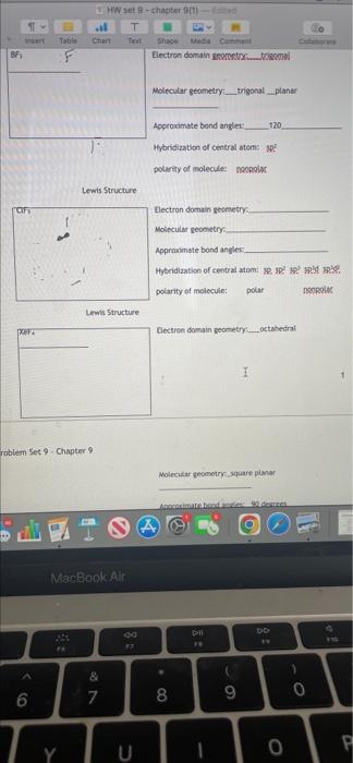 11 6 Table Chart Texx Cif Xef Roblem Set 9 Chapter 9 Hw Set 9 Chapter 91 Lewis Structure Lewis Structure Y Macbook A 1