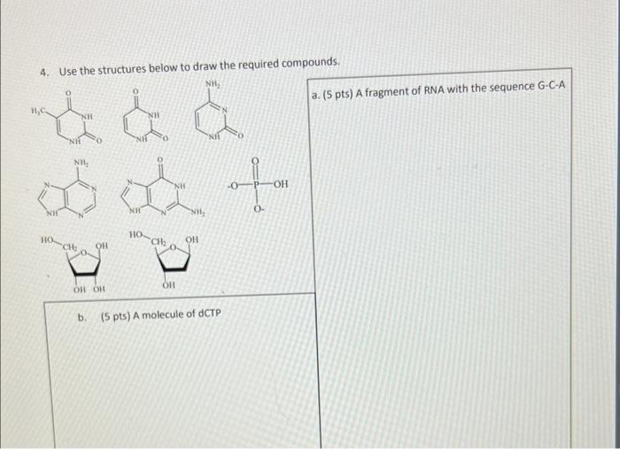 4 Use The Structures Below To Draw The Required Compounds Nh H C Of Nh Ho Ch Oh Ho Oh Oh B Ch Oh Oh 5 Pts 1