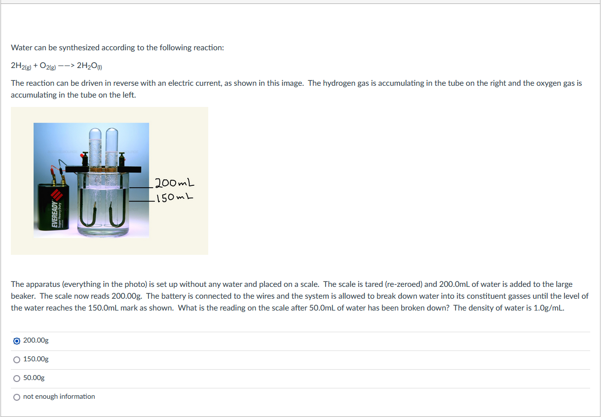 Water Can Be Synthesized According To The Following Reaction 2h2 G O2 G 2h O 1 The Reaction Can Be Driven In R 1