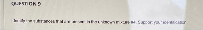 Question 9 Identify The Substances That Are Present In The Unknown Mixture 4 Support Your Identification Figure 7 Sa 1