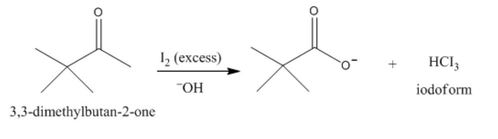 3 3 Dimethylbutan 2 One 1 Excess Toh Hci 3 Iodoform 1
