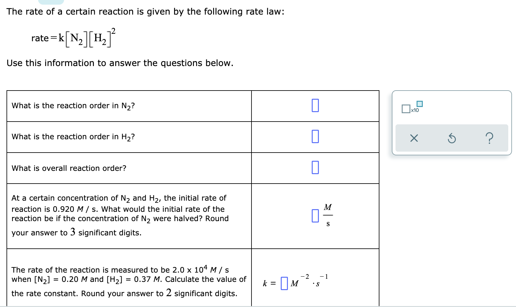 The Rate Of A Certain Reaction Is Given By The Following Rate Law E K N H Use This Information To Answer The Quest 1