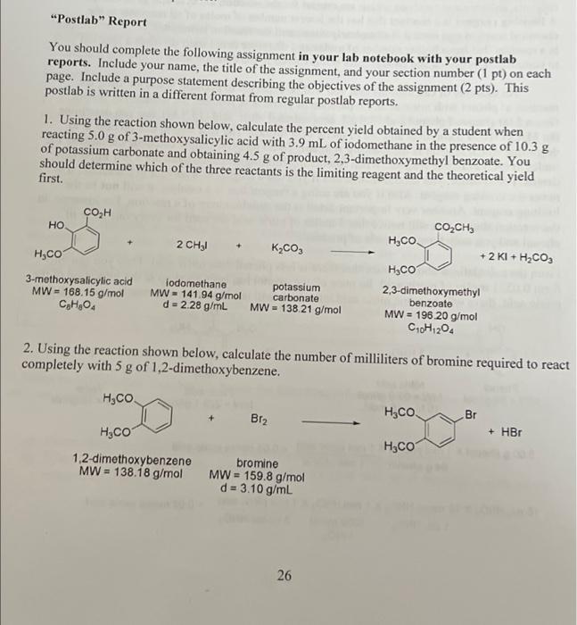 Postlab Report You Should Complete The Following Assignment In Your Lab Notebook With Your Postlab Reports Include Yo 1