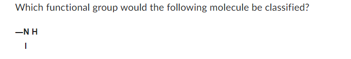 Which Functional Group Would The Following Molecule Be Classified N H I 1