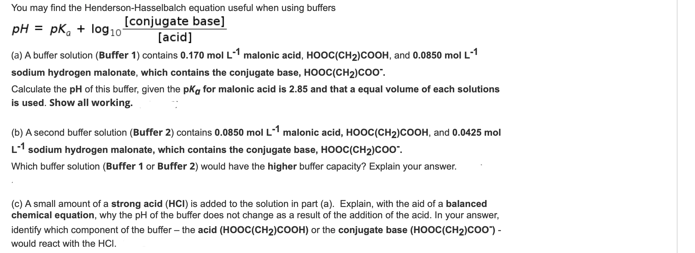 You May Find The Henderson Hasselbalch Equation Useful When Using Buffers Conjugate Base Ph Pk Log10 Acid A A 1