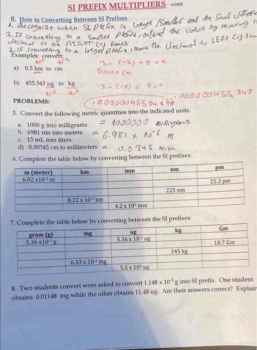 Si Prefix Multipliers Cont B How To Converting Between Si Prefixes 1 Recognize Which Si Prefix Is Larger Smoller And 1