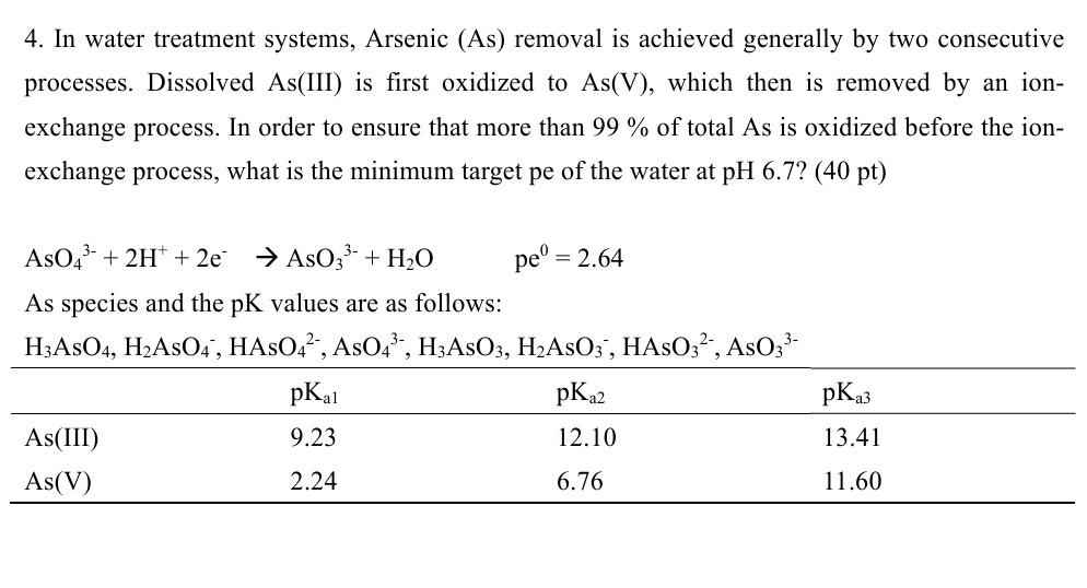 4 In Water Treatment Systems Arsenic As Removal Is Achieved Generally By Two Consecutive Processes Dissolved As Iii 1