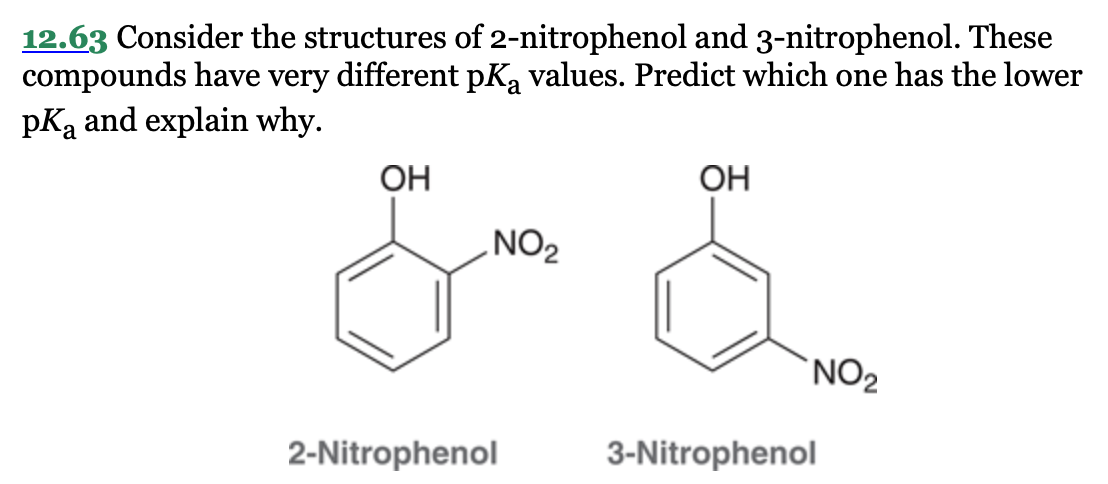12 63 Consider The Structures Of 2 Nitrophenol And 3 Nitrophenol These Compounds Have Very Different Pka Values Predic 1