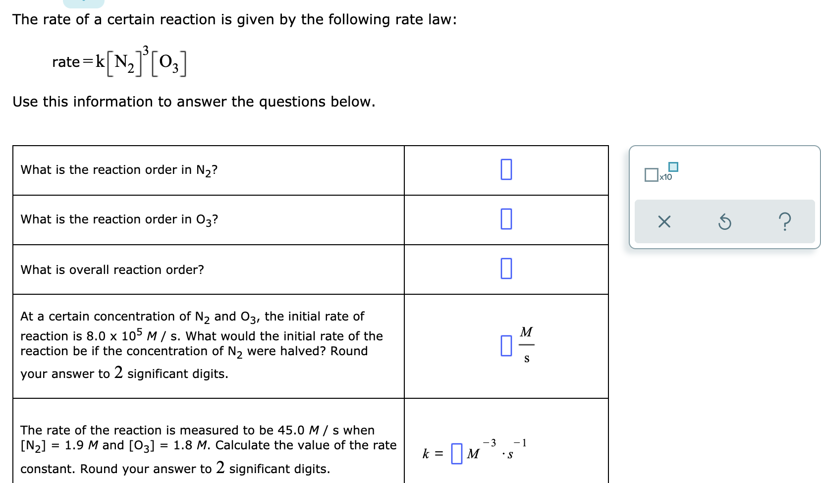 The Rate Of A Certain Reaction Is Given By The Following Rate Law Rat E K N 0 Use This Information To Answer The Q 1
