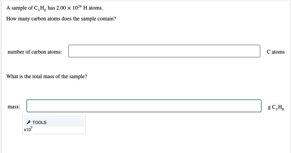 A Sample Of C H Has 2 00 X 1024 H Atoms How Many Carbon Atoms Does The Sample Contain Number Of Carbon Atoms What I 1