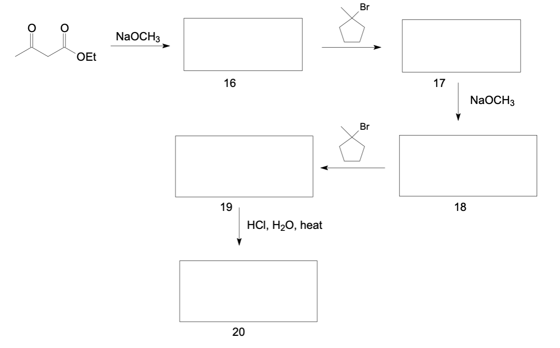 O O Oet Naoch3 16 19 20 Hci H O Heat Br Br 17 18 Naoch3 1
