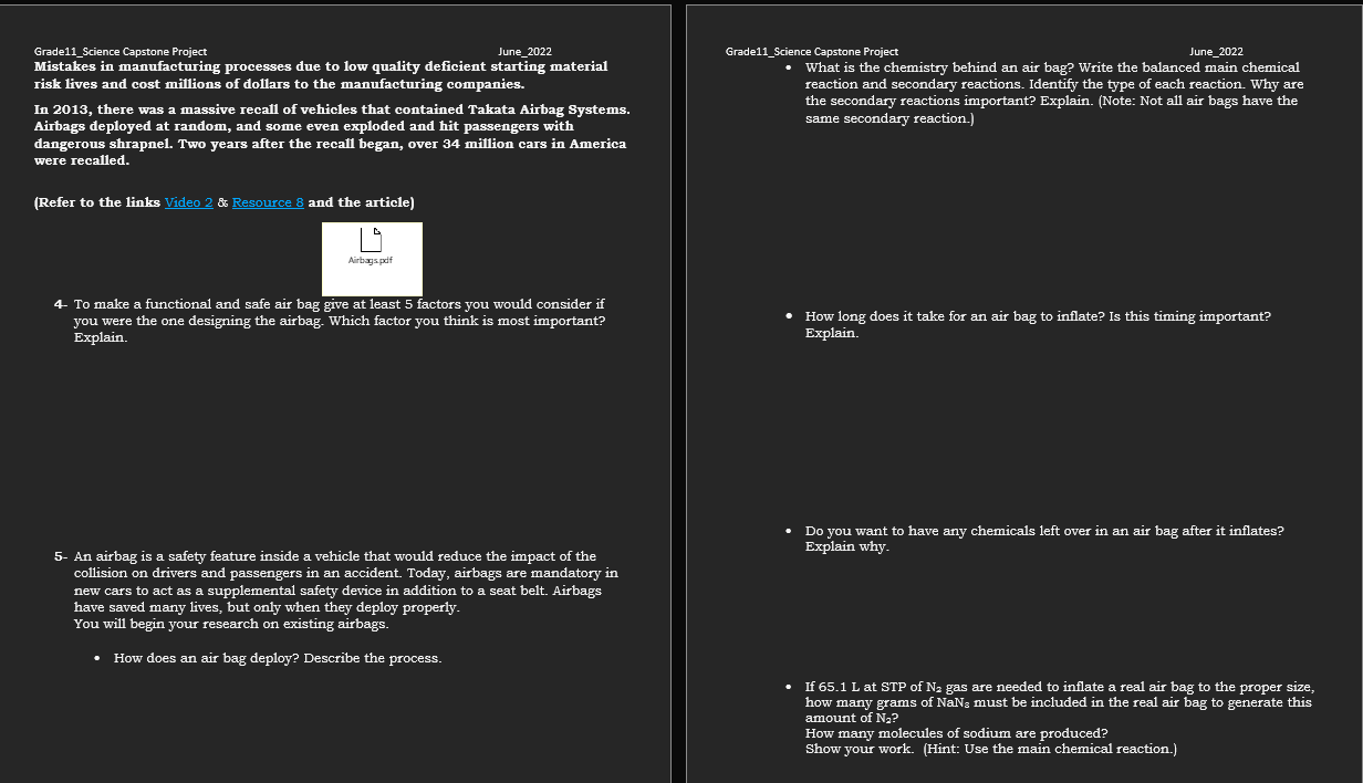 Grade11 Science Capstone Project June 2022 Mistakes In Manufacturing Processes Due To Low Quality Deficient Starting Mat 1