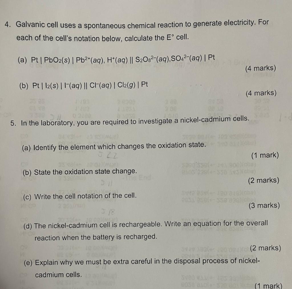 4 Galvanic Cell Uses A Spontaneous Chemical Reaction To Generate Electricity For Each Of The Cell S Notation Below Ca 1