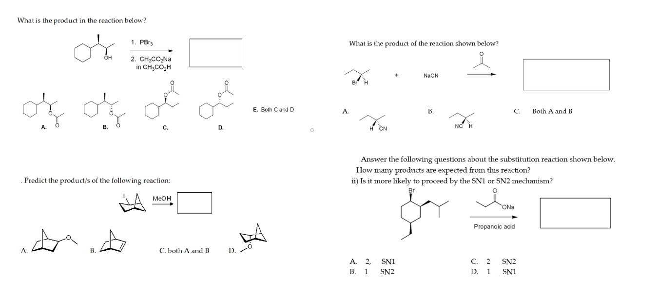 What Is The Product In The Reaction Below 1 Pbr3 Oh 2 Ch Co Na In Ch Co H Of B C Predict The Product S Of The Fol 1