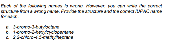 Each Of The Following Names Is Wrong However You Can Write The Correct Structure From A Wrong Name Provide The Struct 1