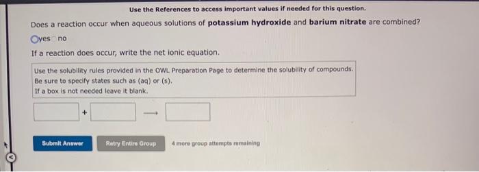 Use The References To Access Important Values If Needed For This Question Does A Reaction Occur When Aqueous Solutions 2