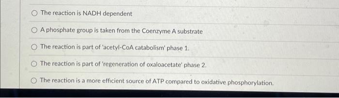 The Image Below Shows The Citric Acid Cycle Reaction 5 Is The Substrate Level Phosphorylation Select The Correct State 2