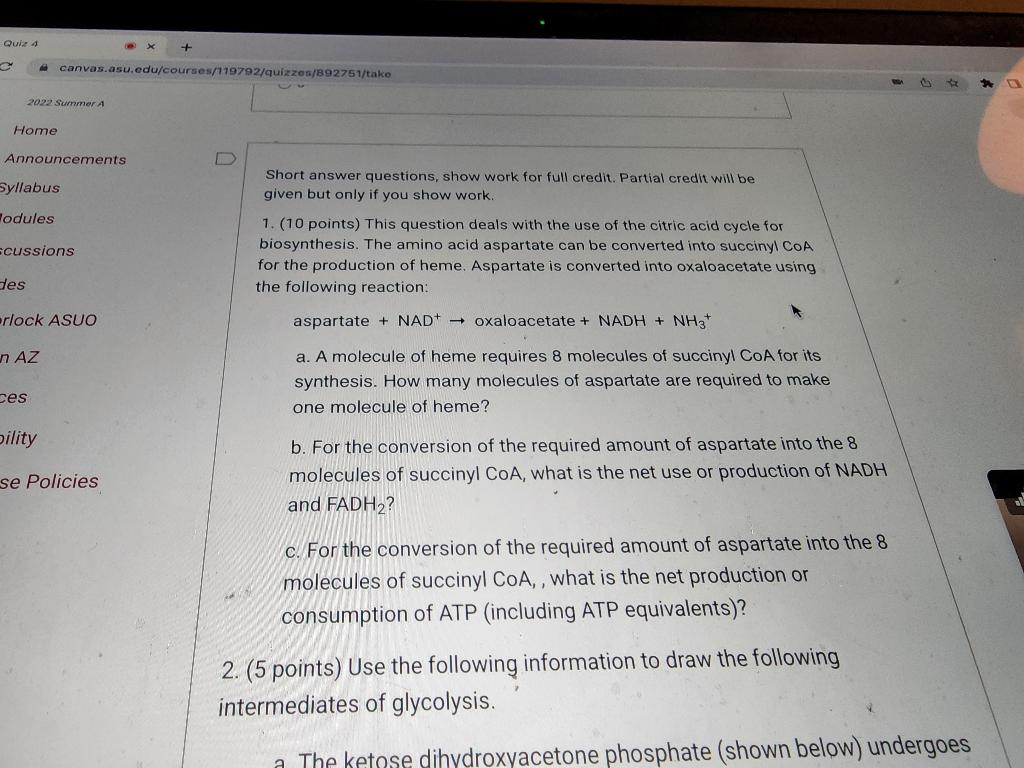 Quiz 4 B X Canvas Asu Edu Courses 119792 Quizzes 892751 Take 2022 Summer A Home Announcements Syllabus Lodules Scussi 1