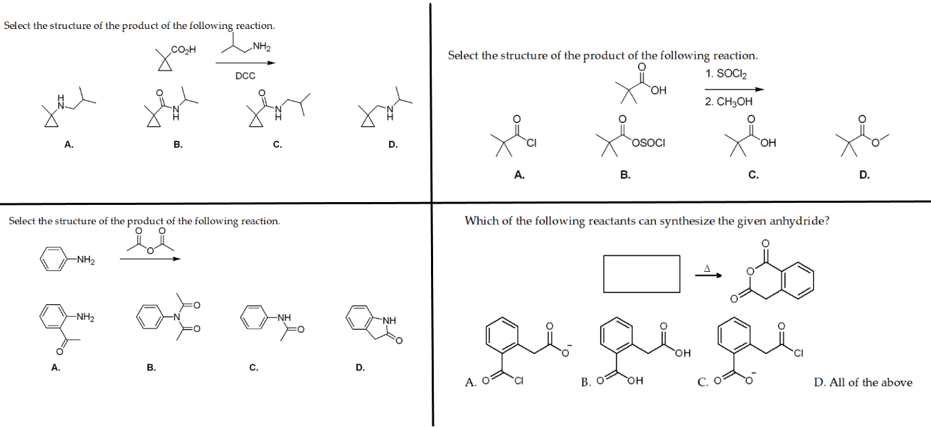 Select The Structure Of The Product Of The Following Reaction Co H Nh Dcc Jue A Select The Structure Of The Product O 1