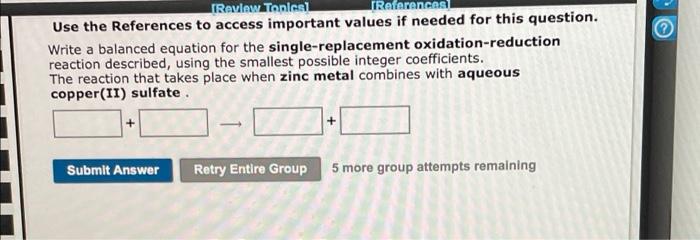 Use The References To Access Important Values If Needed For This Question Write A Balanced Equation For The Double Repl 2