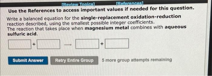 Use The References To Access Important Values If Needed For This Question Write A Balanced Equation For The Double Repl 3
