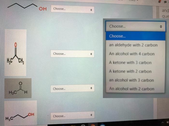 Oh Choose And Que Choose Choose An Aldehyde With 2 Carbon Choose An Alcohol With 4 Carbon Hoc A Ketone With 3 1