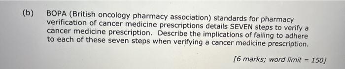 B Bopa British Oncology Pharmacy Association Standards For Pharmacy Verification Of Cancer Medicine Prescriptions De 1