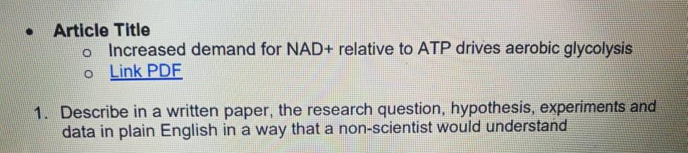 Article Title 0 Increased Demand For Nad Relative To Atp Drives Aerobic Glycolysis O Link Pdf 1 Describe In A Writte 1