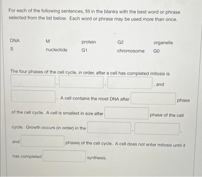 For Each Of The Following Sentences Fill In The Blanks With The Best Word Or Phrase Selected From The List Below Each 1