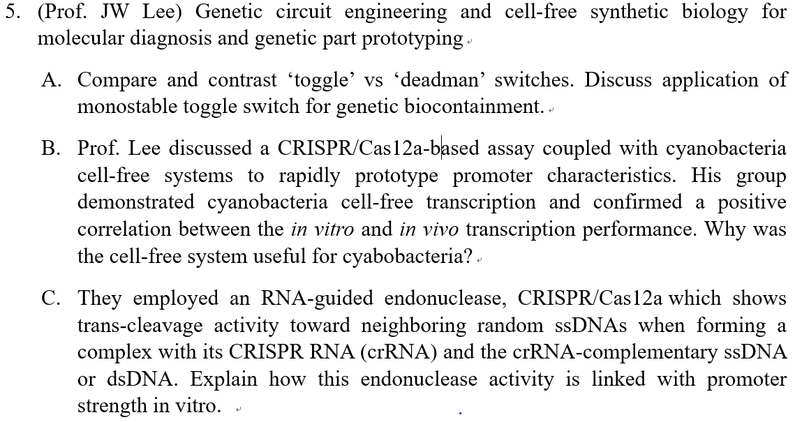 5 Prof Jw Lee Genetic Circuit Engineering And Cell Free Synthetic Biology For Molecular Diagnosis And Genetic Part P 1