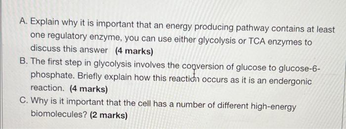 A Explain Why It Is Important That An Energy Producing Pathway Contains At Least One Regulatory Enzyme You Can Use Eit 1