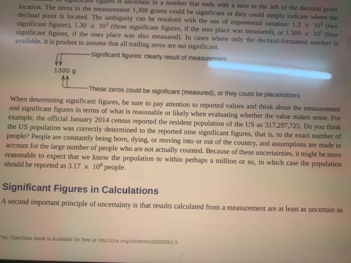 Tigures Is Uncertain In A Number That Ends With A Zero To The Left Of The Decimal Point Location The Zeros In The Measu 2