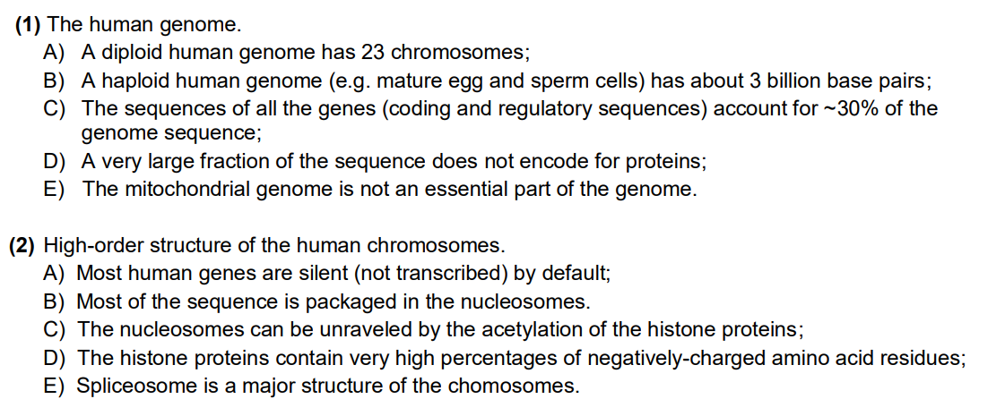 1 The Human Genome A A Diploid Human Genome Has 23 Chromosomes B A Haploid Human Genome E G Mature Egg And Sperm 1
