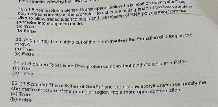 Oth Strands Allowing The 19 1 5 Points Some General Transcription Factors Help Position Eukaryotic Rna Dna To Allow 1