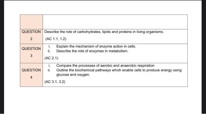Question Describe The Role Of Carbohydrates Lipids And Proteins In Living Organisms 2 Ac 1 1 1 2 Question I Explai 1