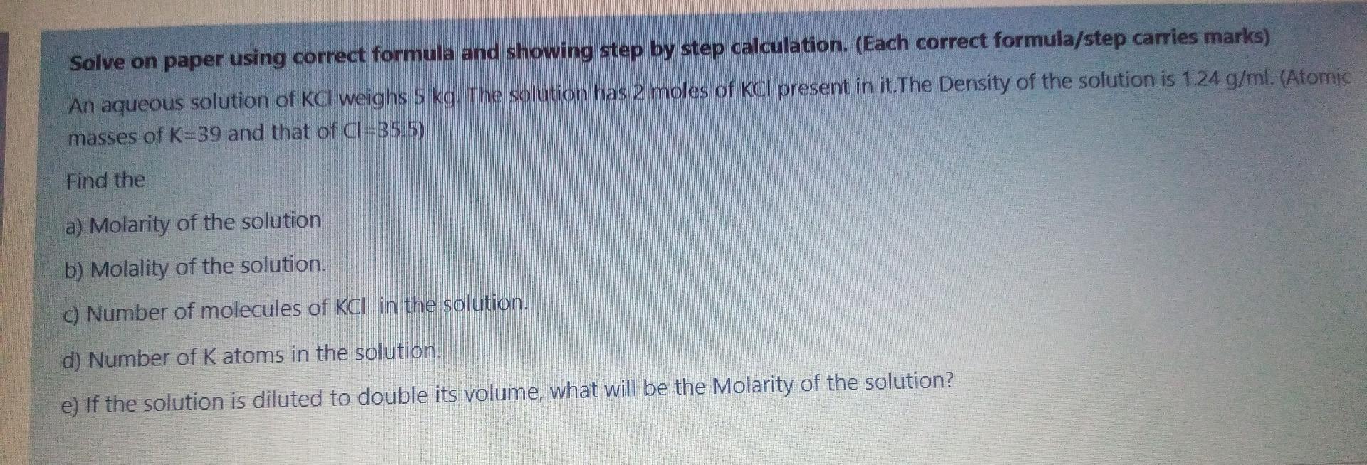 Solve On Paper Using Correct Formula And Showing Step By Step Calculation Each Correct Formula Step Carries Marks An 1