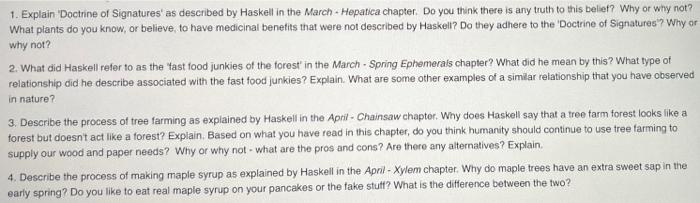 1 Explain Doctrine Of Signatures As Described By Haskell In The March Hepatica Chapter Do You Think There Is Any T 1