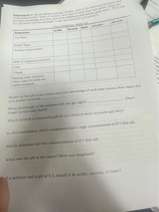 Chemicals Is Acidic Basic Or Neutral Give Each Of These Your Best Guess Using Any Experiment 1 We Are Going To Predic 1