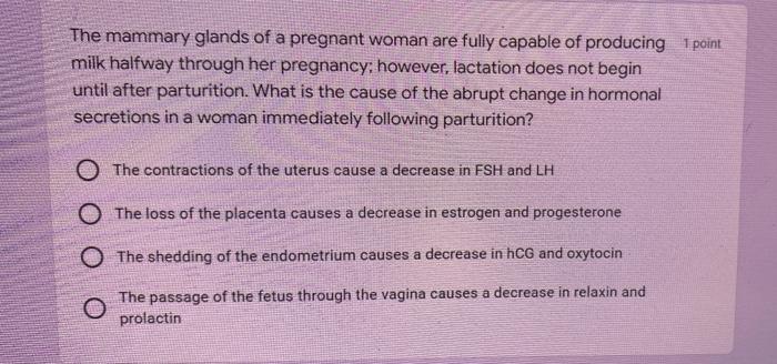 The Hormone Represented By Number 1 On This Flow Chart Is Posterior Pituitary 1 Stimulates Uterine Contractions 2 Baby 2