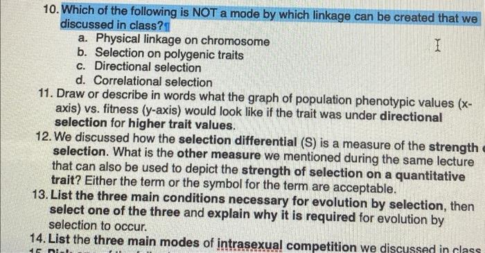 10 Which Of The Following Is Not A Mode By Which Linkage Can Be Created That We Discussed In Class A Physical Linkage 1
